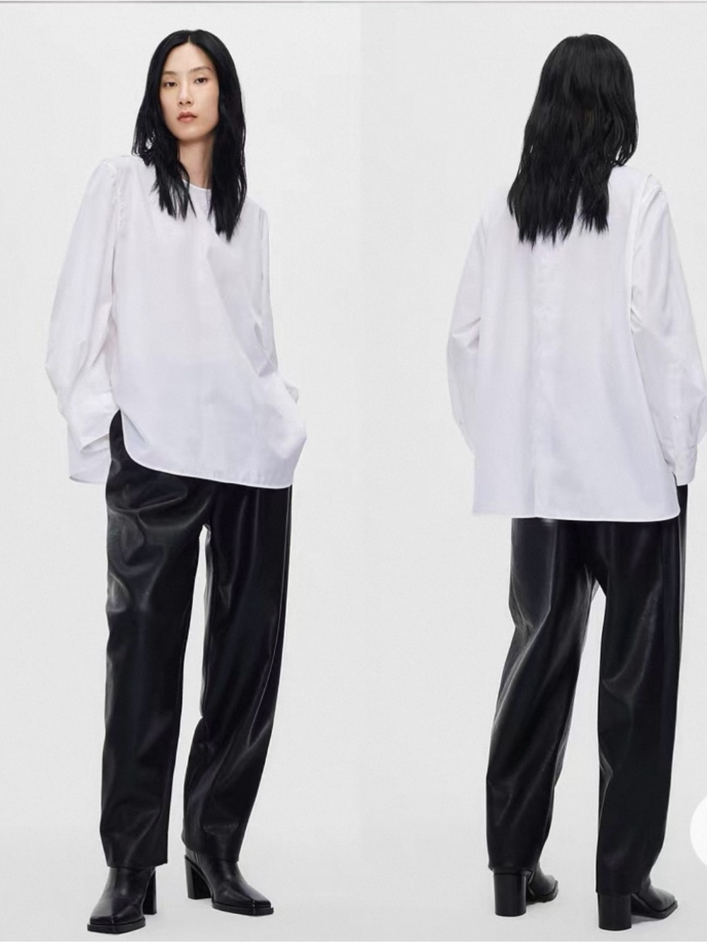 JNBY Relaxed White Button-Down Shirt - Minimal Long Sleeve